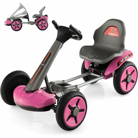 GOPLUS Go-Kart Elettrico per Bambini 2-5 Anni, Struttura Stabile con 4 Ruote  Antiscivolo, Volante