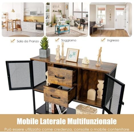 GOPLUS Credenza Armadio, Tavolo Buffet Industriale con