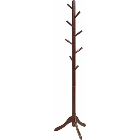 2 Appendini Autoportanti In Legno Di Pino - Altezza Regolabile Fino A 174 Cm - 8 Ganci Robusti Per Cappotti, Sciarpe, Borse - 4