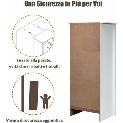 Cassettiera 4 Cassetti WLIVE - Legno E Metallo, Bianco, Per Camera Da Letto O Soggiorno, Facile Montaggio - Foto 4