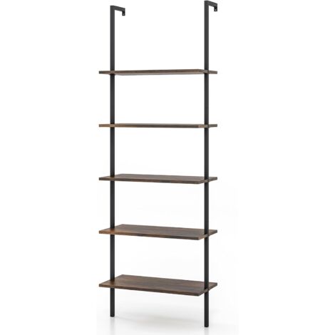 Gadroad Libreria A Scala 185 Cm Con 5 Ripiani E Armadietto - Design Industriale In Metallo Oro - Scaffale Salvaspazio Per Soggiorno E Ufficio - 4