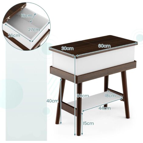 MODERION Tavolino In Legno Massello Mid-Century – Con Ripiano Portaoggetti E Gambe Intagliate – Colore Ciliegio