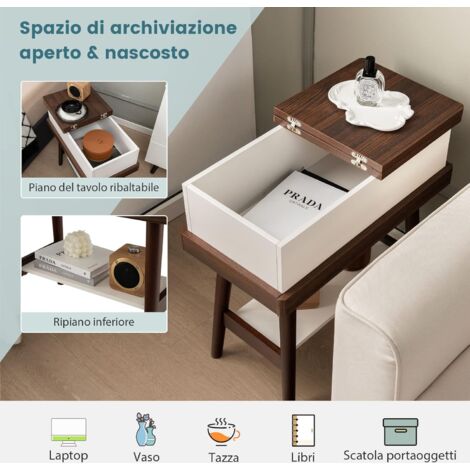Tavolino laterale con gambe a tulipano, tavolino rotondo in legno massello in stile metà secolo, tavolino moderno per divano, tavolino piccolo personalizzabile con una sola gamba - Italia