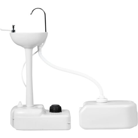 GOPLUS Lavandino da Campeggio Portatile con Ruote, con Rubinetto, Dispenser di Sapone, Porta Asciugamano, Pompa a Pedale, Serbatoio d'Acqua da 17 L e delle Acque Reflue da 24 L