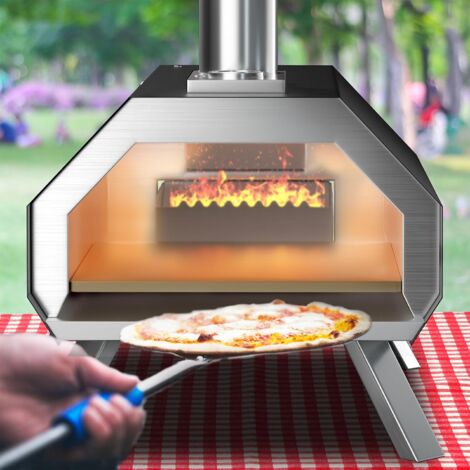 Mophorn Forno Portatile Per Esterni 304 Mm, Pellet E Trucioli E Carbone Tri Fuel Griglia Pizza Con Spray Di Ferro Include Pietra Pizza Copertura Impermeabile Pala Per Campeggio E Cortile Argento 85624242