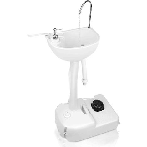 GOPLUS Lavandino da Campeggio Portatile con Ruote, con Rubinetto, Dispenser di Sapone, Porta Asciugamano, Pompa a Pedale, Serbatoio d'Acqua da 17 L