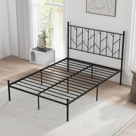 Mellow Telaio Letto In Metallo Nero 30,5 Cm | Base A Doghe In Acciaio Senza Molle