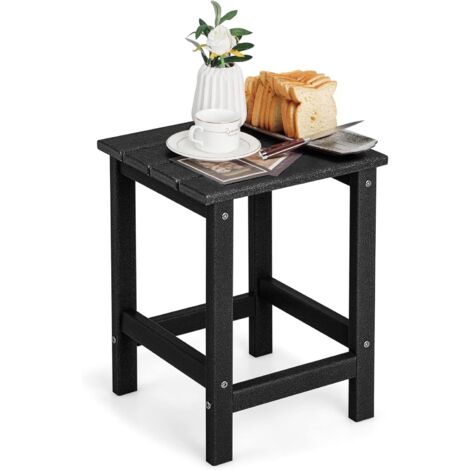 GOPLUS Tavolo Laterale Adirondack in HDPE Resistente alle Intemperie con Carico di 100 kg, Tavolino da Giardino Quadrato, per Patio, Terrazza e Cortile, 36 x 36 x 47 cm (NERO) (1/5)