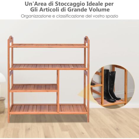 Scarpiera a 4 Ripiani 2 pz. In Legno Massello di Abete