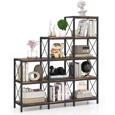 GIANTEX Libreria Aperta 3 Livelli Con Ripiani Regolabili – 50x30x75 Cm – Antiribaltamento – Marrone
