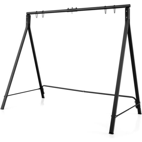 GOPLUS Supporto per Altalena da Balcone in Metallo, Supporto ad A Resistente per Altalena con 4 Anelli Appendiabiti da Interno ed Esterno, Adatto per la Maggior Parte delle Altalene