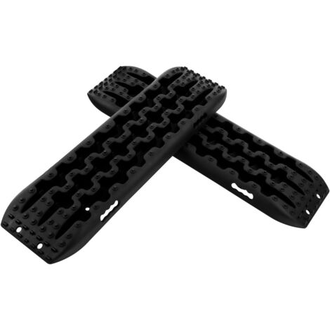 GOPLUS Set di 2 Tappetini di Trazione, Piastra di Rilascio Contro Sabbia, Fango, Neve, Carico di 10 Tonnellate, per Veicoli Pesanti, Camper, Auto, Camion (107 x 31 x 7 cm, NERO)