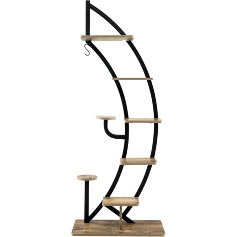 GOPLUS Scaffale per Piante a 7 Livelli, Portafiori a Mezza Luna con Gancio, Dispositivo Antiribaltamento, per Balcone, Terrazza, Giardino, 60 x 30 x 155 cm (2 Pezzi) (1)