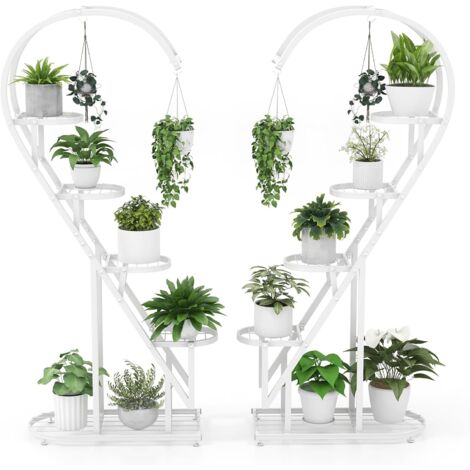 TRIROCKS Supporto per piante in metallo da interno alto, supporto per vasi da 88 cm, supporto per piante a 3 ripiani angolare, espositore per piante, mensola per patio, giardino, balcone (marrone