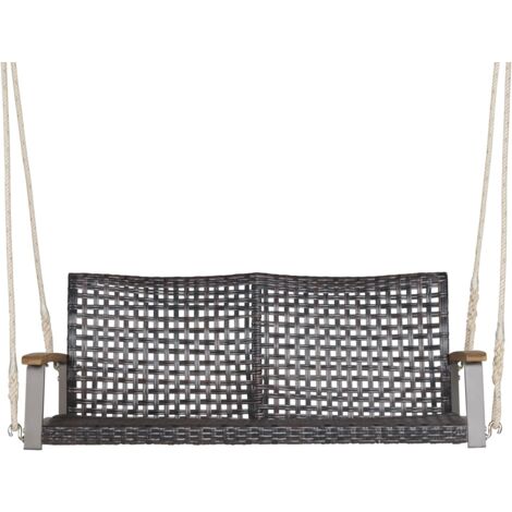 GOPLUS Panchina Dondolo Sospeso da Giardino con 2 Posti, Portata di 360 kg, Panca da Appendere in Rattan, Seduta Spaziosa, con Schienale e Braccioli, Stile Vintage
