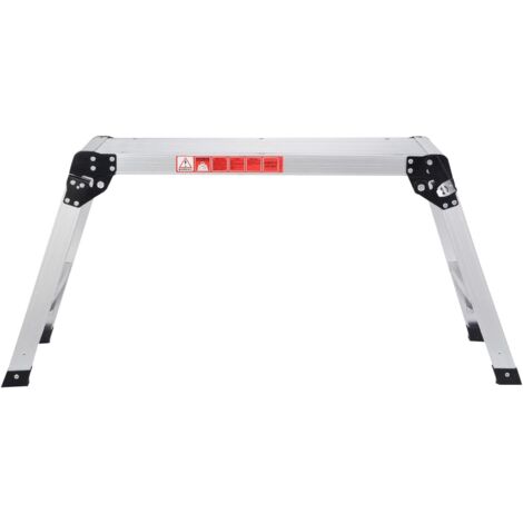 GOPLUS Piattaforma di Lavoro Pieghevole in Alluminio con Serrature di Sicurezza, Carico 150 KG, Gradino Antiscivolo, Scaletta Portatile 110x40x49CM per Lavaggio Auto, Riparazione, Verniciatura