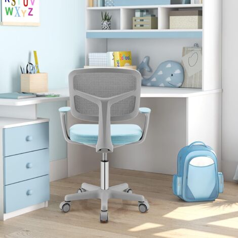 GOPLUS Sedia da Scrivania per Bambini, Carico 150 kg, Sedia Ergonomica, Altezza Regolabile, Girevole a 360° (BLU)