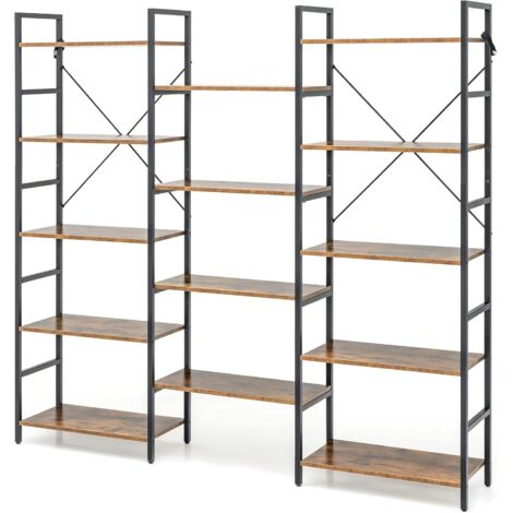 Libreria Industriale HOMCOM Con Ante Scorrevoli - 5 Ripiani Per Soggiorno E Ufficio - Foto 9