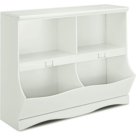 GOPLUS Scaffale per Bambini, con 4 Scomparti Aperti e Piano Liscio, Libreria Multifunzionale per Bambini e Bambine, Soggiorno, Camera da Letto, 105x39,5x83,5 cm, Bianco