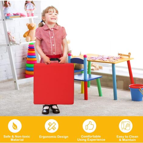 Set Di 6 Cuscini Seduta Morbidi Per Bambini - In Spugna Con Fodera Impermeabile PU E Maniglia, Colorati