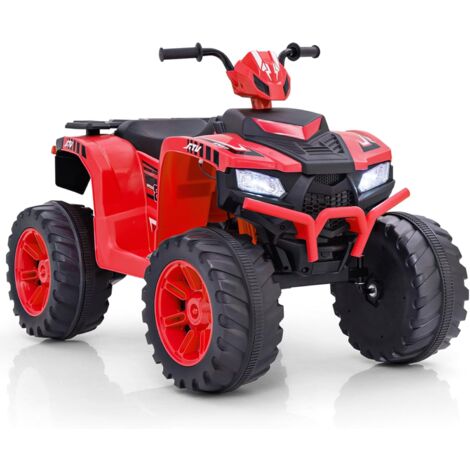 GOPLUS Quad ATV Elettrico da 24V, Giocattolo a 4 Ruote con Luci LED, Auto Elettrica per Bambini con Connessione Wireless, Musica, Radio, Velocità Alta/Bassa, per bambini dai 3 agli 8 Anni (Rosso)