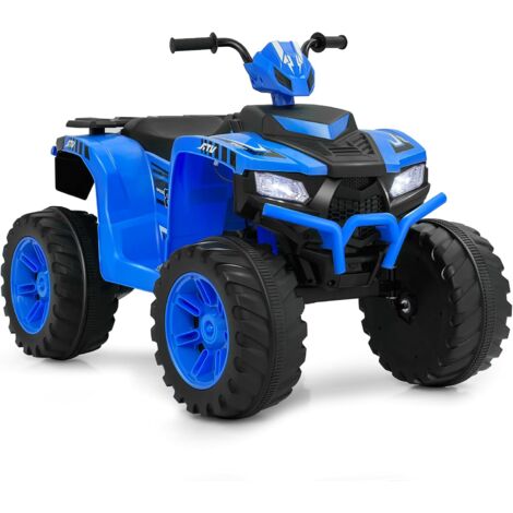 GOPLUS Quad ATV Elettrico da 24V, Giocattolo a 4 Ruote con Luci LED, Auto Elettrica per Bambini con Connessione Wireless, Musica, Radio, Velocità Alta/Bassa, per bambini dai 3 agli 8 Anni (Blu)