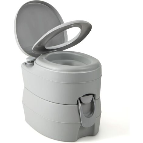 GOPLUS WC Portatile da Campeggio, Sedile WC da Viaggio con Serbatoio di Raccolta da 20 L, Pompa di Scarico, Supporto 150 kg, Comodo WC con Doppia Uscita e Maniglie per Pesca, Navigazione (1/5)