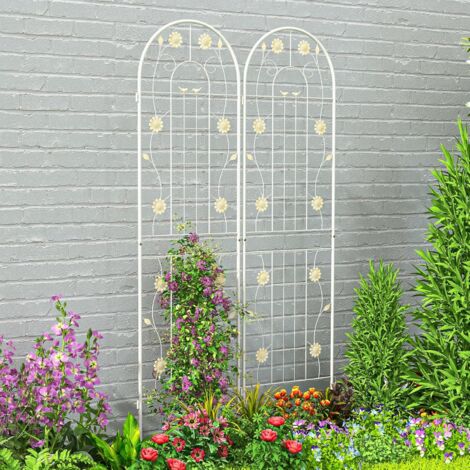 Traliccio Da Giardino In Metallo Nero 115x24,5 Cm - Supporto Per Piante Rampicanti - Pannello Fiorito Con Picchetto - Set Da 1 Pezzo