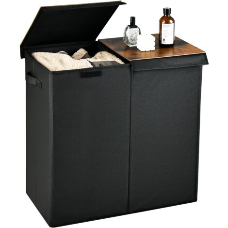 Cesta Biancheria A 2 Scomparti WOLTU - Con Sacchi Rimovibili, 40L, Nero - Foto 5