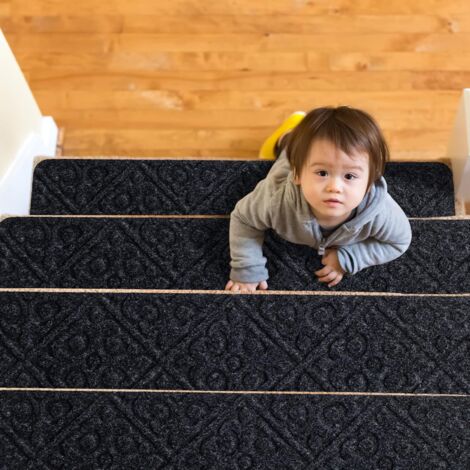 SCALA Tappetini Antiscivolo Per Gradini Esterni - Gomma Piena, 25x75 Cm, Altezza 3 Cm, Colore Nero - Massima Sicurezza Su Scale In Pietra E Cemento