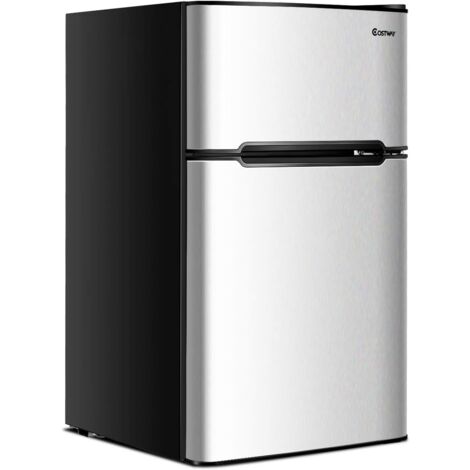GOPLUS Frigorifero 90 L Combinato 63L con Temperatura Regolabile da 0 a 10 °C e Congelatore 27L con Temperatura di -15 °C e per Case/Alberghi/Dormitori (Grigio)