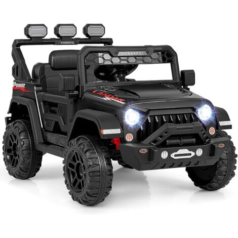 GOPLUS Auto per Bambini a 12 V con Telecomando, Camionetta Elettrica a Batteria con Lettore Musicale, Luci LED, Visualizzatore di Potenza, Avvio Delicato, 3 Velocità, per Bambini di 3+ Anni (Nero)