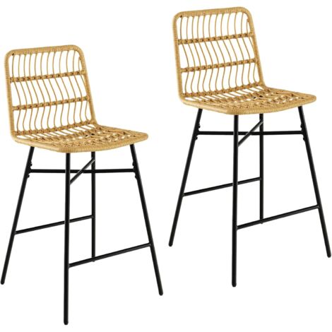 Sedia In Rattan VIVI Intrecciata A Mano - Telaio Metallico, Altezza Seduta 44 Cm, Colore Naturale - 4
