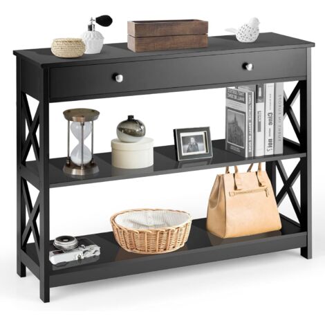 TAVOLO CONSOLE CON Ripiani E Cassetti, Consolle Ingresso Moderno