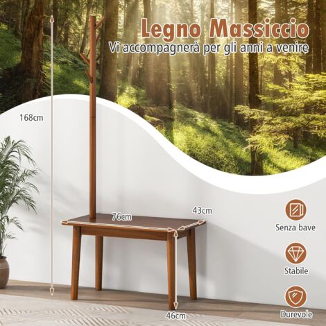 Appendiabiti con Panca, Scarpe, Ganci, Metallo, Altezza 175 cm, Industriale, Marrone e Nero, Regalo Natale | Leroy Merlin