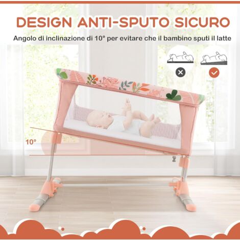 GOPLUS Lettino Fianco Letto 2 in 1, Lettino da Viaggio per Bambini, Culla Co-sleeping, Altezza Regolabile in 4 Posizioni, Design Inclinabile, Struttura in Lega di Alluminio con Borsa da Trasporto