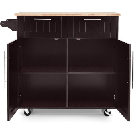 Isola Cucina, Carrello Cucina Con Multipresa, Mobile Cucina, Carrello Di Servizio Con Piano Di Lavoro Mobile Buffet Carrello Da Pranzo Con Venature Del Legno Mobile Buffet 85840137 - Foto 6