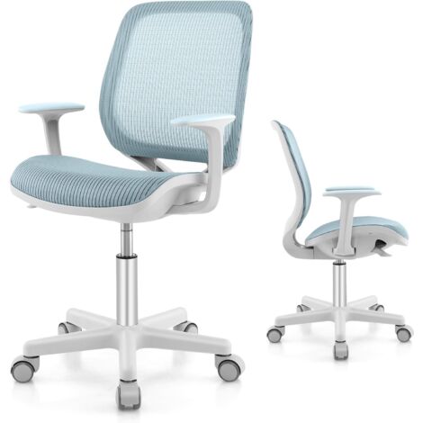 GOPLUS Sedia da Scrivania per Bambini 4-15 Anni, Sedia da Ufficio Ergonomica, Altezza Regolabile, Girevole a 360°, 57 x 57 x 80-92 cm (Azzurro)