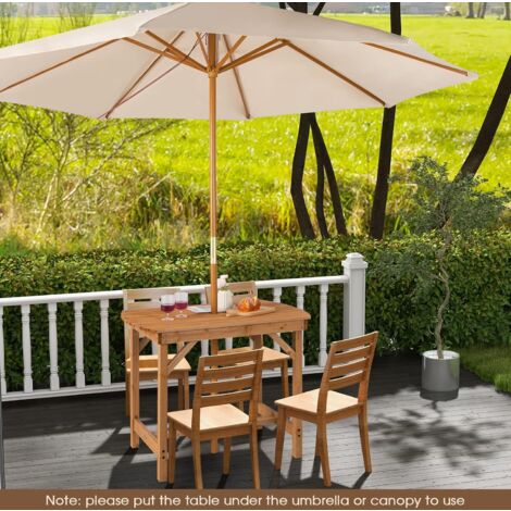 Tavolo Da Giardino In Legno Di Acacia 140x75x76 Cm - Con Foro Ombrellone, Per 6-8 Persone | Gambe In Metallo - Foto 9