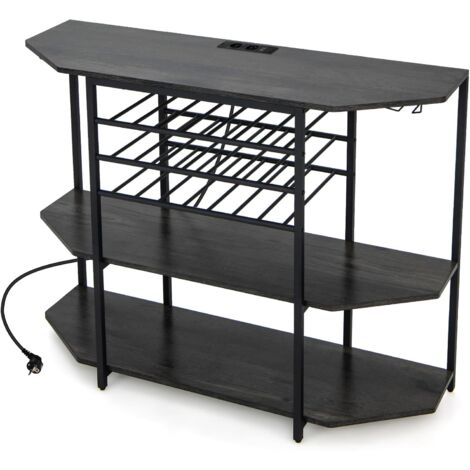 Portabottiglie Da Pavimento In Legno Rustico - Contiene 30 Bottiglie E 12 Bicchieri, Misure L69 X P24 X H116 Cm