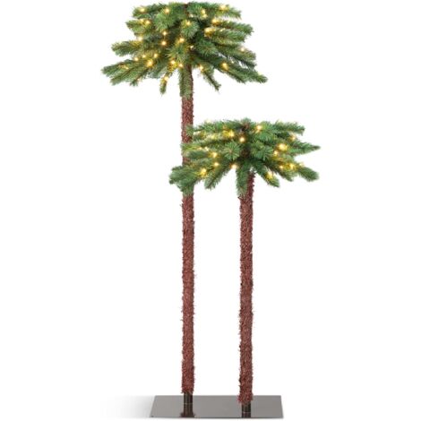 Palma artificiale illuminata a energia solare, 1,5 m, decorazione per esterni, 96 LED, per interni ed esterni, patio, hawaiano, Tiki Bar Decorazione