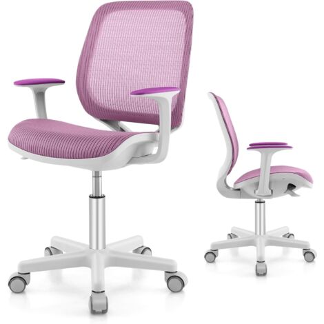 GOPLUS Sedia da Scrivania per Bambini 4-15 Anni, Sedia da Ufficio Ergonomica, Altezza Regolabile, Girevole a 360°, 57 x 57 x 80-92 cm (Viola)