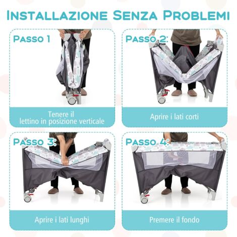 GOPLUS Culla 5 in 1 con Fasciatoio, Palestrina, Scatola Musicale, Giochi, da Viaggio per Bambini, Lettino Portatile con Borsa da Trasporto per Neonati e Bambini (Grigio)