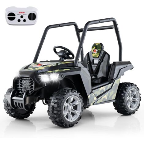 GOPLUS Macchina Elettrica con Batteria da 24V, Auto Elettrica per Bambini con 3 Velocità Regolabili, Veicolo Giocattolo con Controllo Remoto e Partenza Graduale (Grigio)