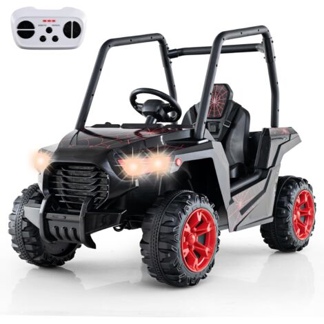 GOPLUS Macchina Elettrica con Batteria da 24V, Auto Elettrica per Bambini con 3 Velocità Regolabili, Veicolo Giocattolo con Controllo Remoto e Partenza Graduale (Nero)