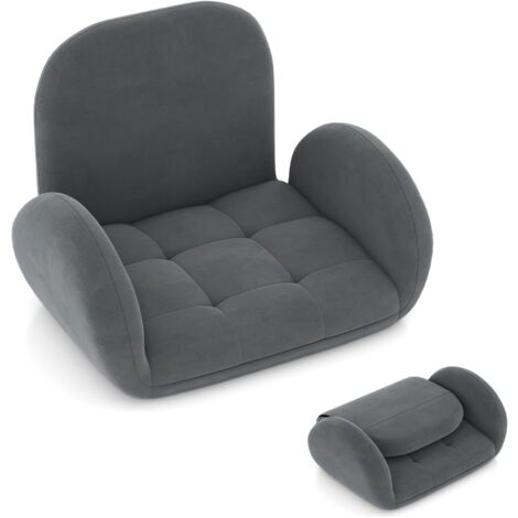 GYMAX Sedia Pieghevole da Pavimento, con Schienale Regolabile in 6 Posizioni, Sedile Comodo di Alta Qualità, Struttura Metallica Interna, 97 x 47 x 8 cm (blu