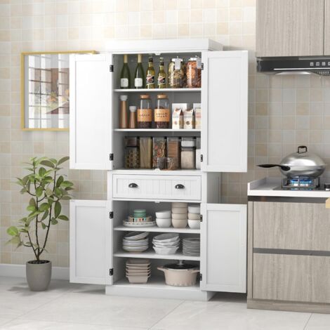 Credenza Buffet Gizoon In Legno MDF Bianco, Con Cassetto E Ante, 106,7 Cm, Per Cucina, Sala Da Pranzo E Bagno