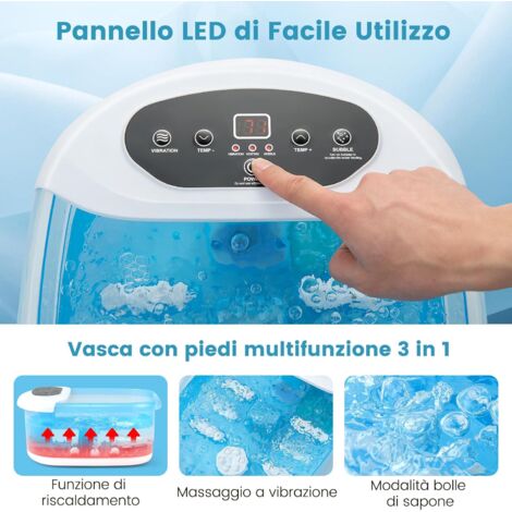 GOPLUS Pediluvio con Massaggio e Riscaldamento, Pediluvio Massaggiatore con Perle Massaggianti Rimovibili, 35-46°C, Pediluvio Elettrico con Funzione Timer (BLU)
