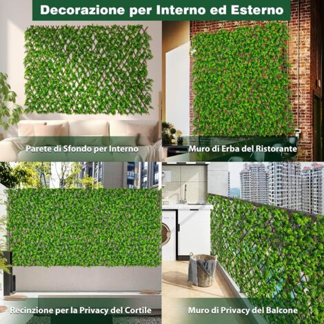 Recinzione Espandibile In Finta Edera 86 York, Con Foglie E Salice, Per Esterni, Giardino E Balcone, Ortensie Viola
