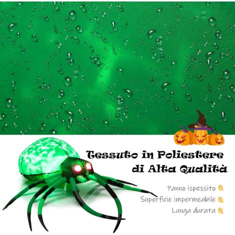 Ragno Gonfiabile Gigante Da 2,4 Metri Con Luci LED Integrate, Decorazione Di Halloween Per Esterni E Interni, Resistente Alle Intemperie, Con Ventilatore E Picchetti Inclusi - 2